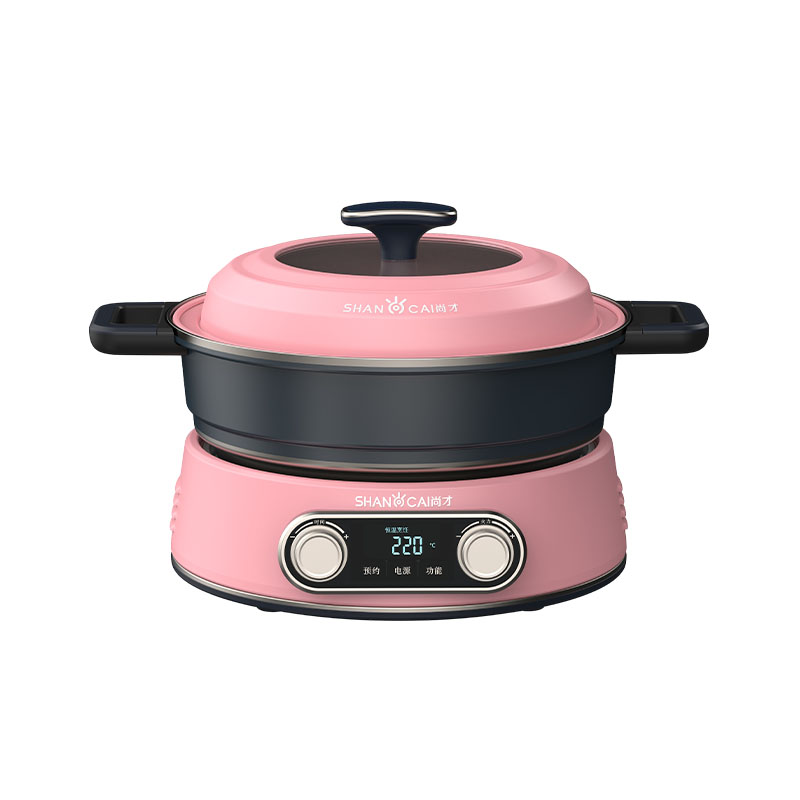 What design features distinguish a high-end multifunctional titanium pot as a versatile appliance for both high-heat searing and low-heat slow cooking?